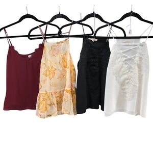 Alison Joy WAYF Tank Tops Womens XS Bundle Burgundy Floral Black White Lace-Up
